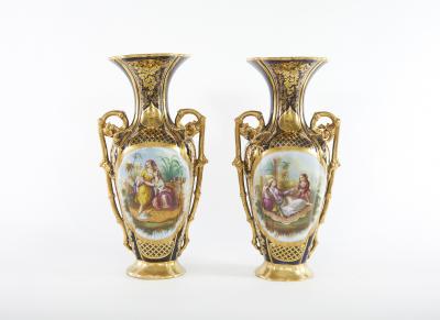 19th Century Large Old Paris Porcelain Vases a Pair