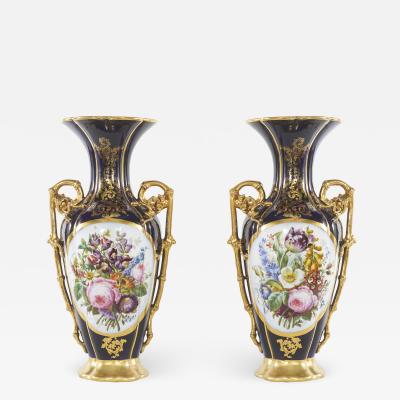 19th Century Large Old Paris Porcelain Vases a Pair