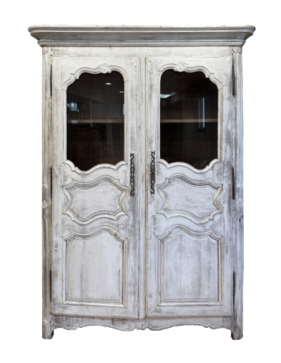 19th Century Limewash French Provincial Louis XV Style Armoire