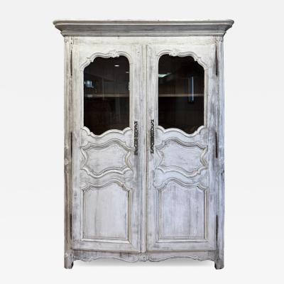 19th Century Limewash French Provincial Louis XV Style Armoire