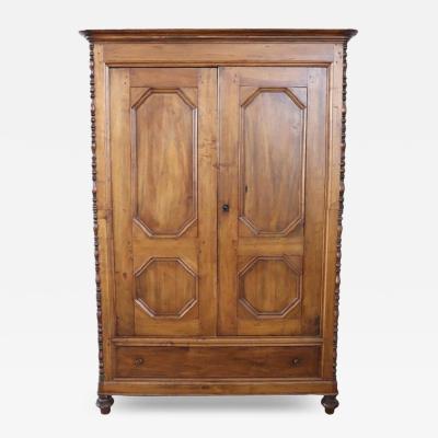 19th Century Louis Philippe Solid Poplar Wood Antique Wardrobe Armoire