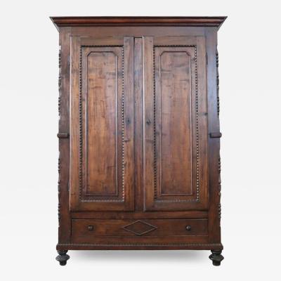 19th Century Louis Philippe Solid Poplar Wood Antique Wardrobe Armoire