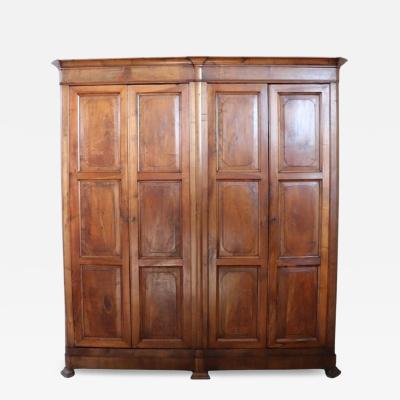 19th Century Louis Philippe Solid Walnut Wood Antique Large Wardrobe