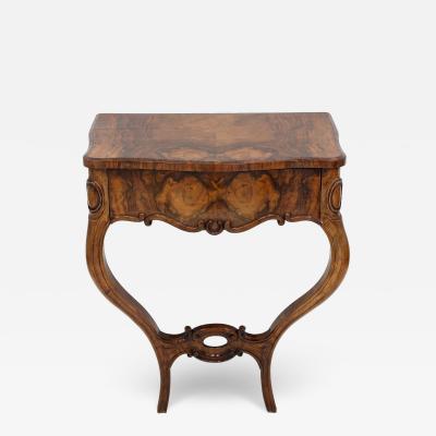 19th Century Louis Philippe Wall Console Table With Drawer Austria ca 1860