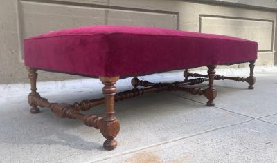 19th Century Louis XIV Style Walnut Carved Bench