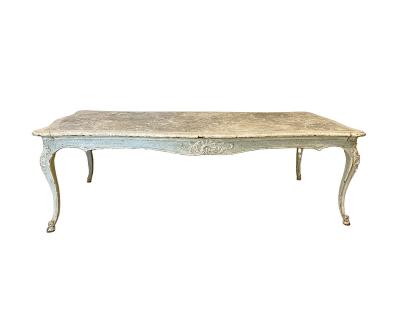 19th Century Louis XV Painted Dining Table with faux marble top