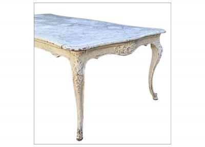 19th Century Louis XV Painted Dining Table with faux marble top