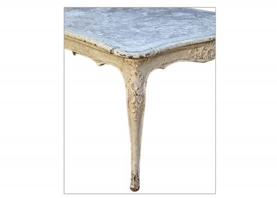 19th Century Louis XV Painted Dining Table with faux marble top