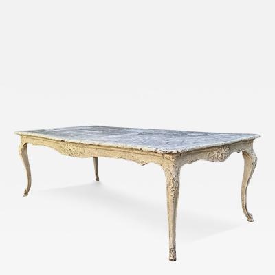 19th Century Louis XV Painted Dining Table with faux marble top