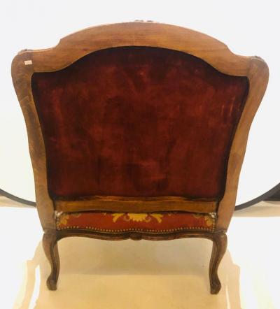 19th Century Louis XV Style Armchair Bergere Petite and Gros Point Upholstery