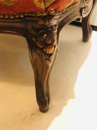 19th Century Louis XV Style Armchair Bergere Petite and Gros Point Upholstery