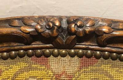 19th Century Louis XV Style Armchair Bergere Petite and Gros Point Upholstery
