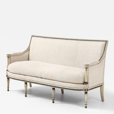 19th-Century Louis XVI Style Linen Settee