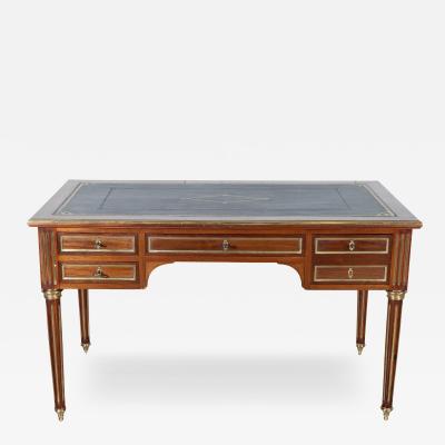 19th Century Louis XVI Style Mahogany Double Sided Desk with Leather Top
