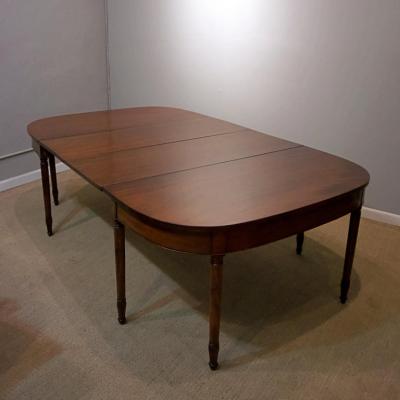 19th Century Mahogany Dining Table with Leaves with Brass Clips
