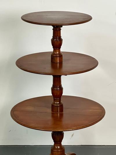 19th Century Mahogany Inlaid Three Tier Dumbwaiter Dessert Stand