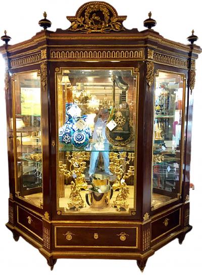 19th Century Mahogany Vitrine Armiore Cabinet by Guillaume Grohe