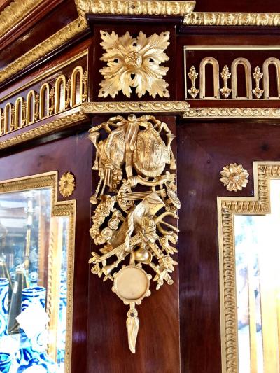 19th Century Mahogany Vitrine Armiore Cabinet by Guillaume Grohe