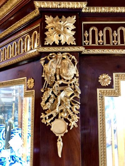 19th Century Mahogany Vitrine Armiore Cabinet by Guillaume Grohe