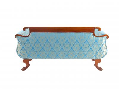 19th Century Mahogany Wood Framed Empire Style Upholstered Sofa
