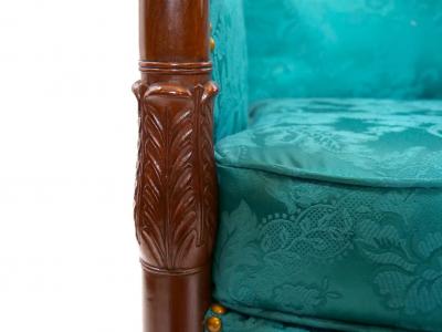 19th Century Mahogany Wood Framed Upholstered Settee