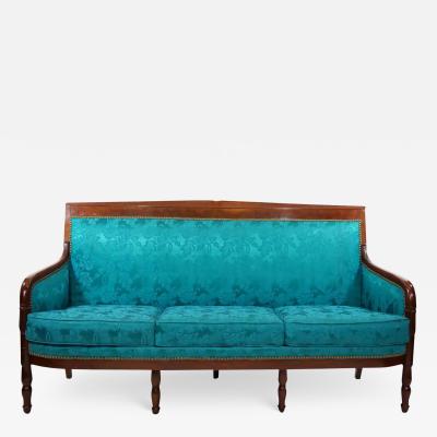 19th Century Mahogany Wood Framed Upholstered Settee
