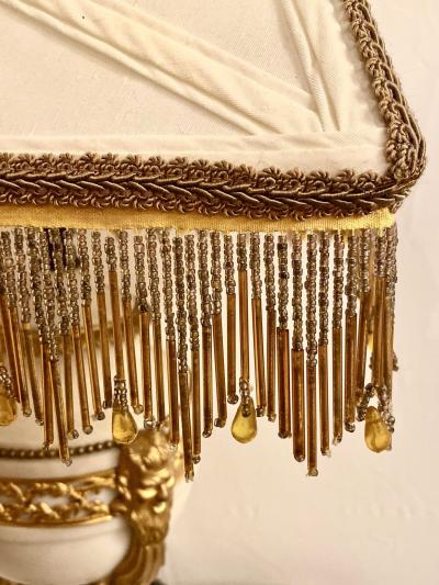 19th Century Marble and Bronze Table Lamp with Custom Shade French