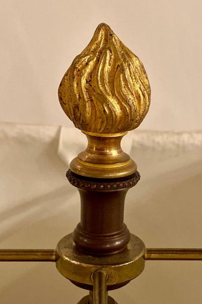 19th Century Marble and Bronze Table Lamp with Custom Shade French