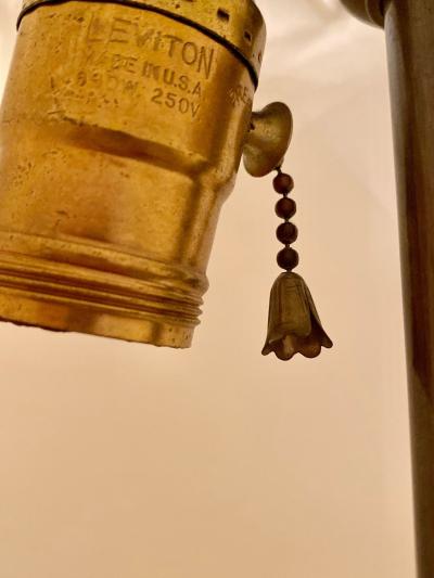 19th Century Marble and Bronze Table Lamp with Custom Shade French