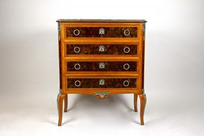 19th Century Marquetry Chest Of Drawers Transitional Style France ca 1870