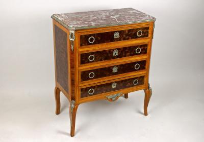 19th Century Marquetry Chest Of Drawers Transitional Style France ca 1870