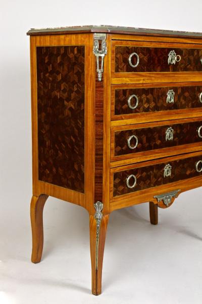 19th Century Marquetry Chest Of Drawers Transitional Style France ca 1870