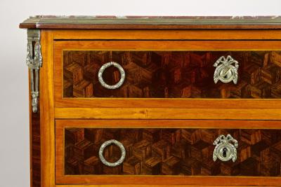 19th Century Marquetry Chest Of Drawers Transitional Style France ca 1870