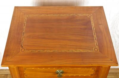 19th Century Marquetry Side Table Pillar Cabinet Cherrywood Austria ca 1800