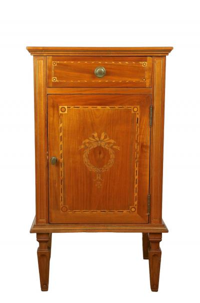 19th Century Marquetry Side Table Pillar Cabinet Cherrywood Austria ca 1800