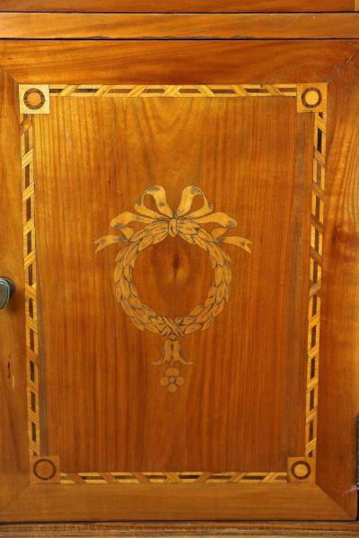 19th Century Marquetry Side Table Pillar Cabinet Cherrywood Austria ca 1800