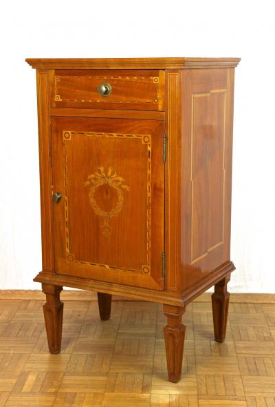 19th Century Marquetry Side Table Pillar Cabinet Cherrywood Austria ca 1800