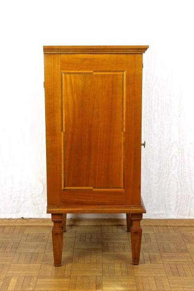 19th Century Marquetry Side Table Pillar Cabinet Cherrywood Austria ca 1800
