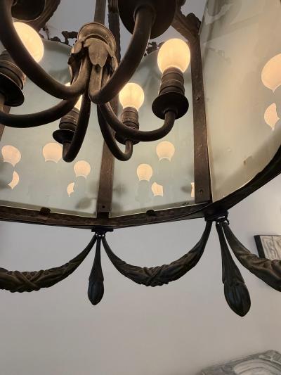 19th Century Napoleon III Iron and Tole Metal Lantern