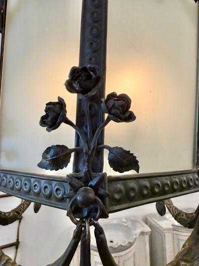 19th Century Napoleon III Iron and Tole Metal Lantern