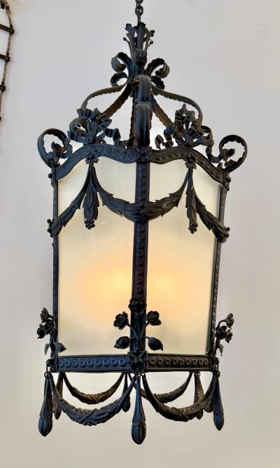 19th Century Napoleon III Iron and Tole Metal Lantern