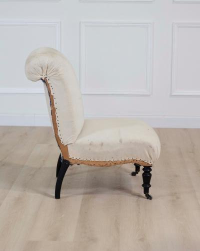 19th Century Napoleon III Scroll Back Slipper Chair Ready to Upholster