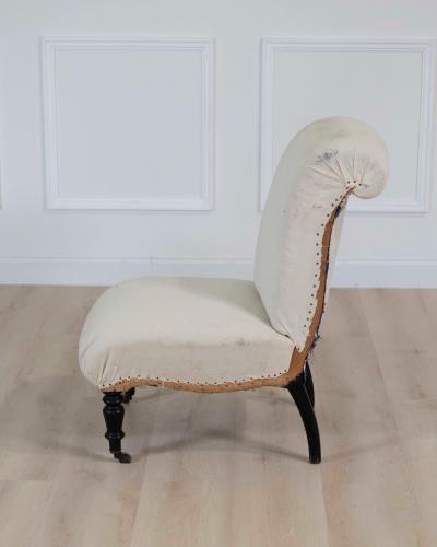 19th Century Napoleon III Scroll Back Slipper Chair Ready to Upholster