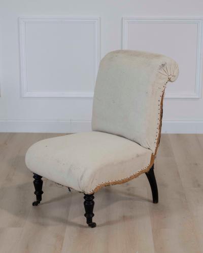 19th Century Napoleon III Scroll Back Slipper Chair Ready to Upholster