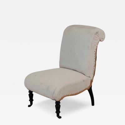 19th Century Napoleon III Scroll Back Slipper Chair Ready to Upholster