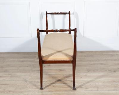 19th Century Neapolitan Empire Bench in Solid Mahogany with Swan Motifs