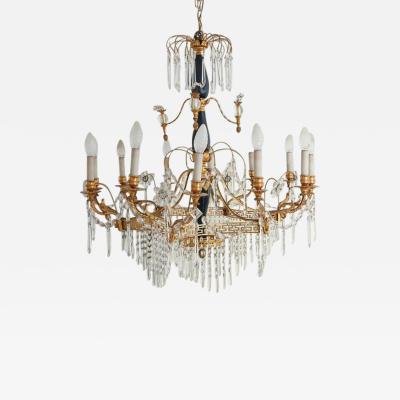 19th Century Neoclassical Baltic Crystal and Gilt Bronze Chandelier