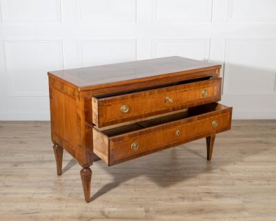 19th Century Neoclassical Inlaid Walnut and Cherry Italian Commode