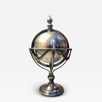 19th Century Neoclassical Silver Plated Globe Inkwell