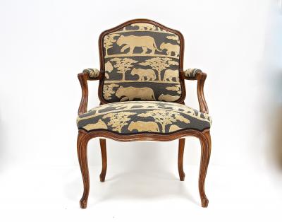 19th Century Nutwood Armchair With Cushion Handcarved AT ca 1880